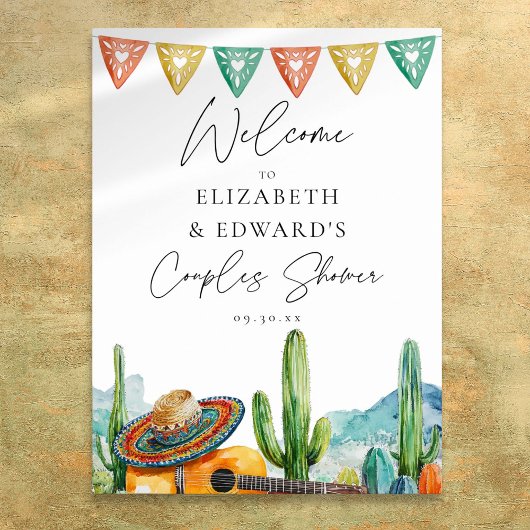 Aquarelle Fiesta Couples Affiche de bienvenue douc