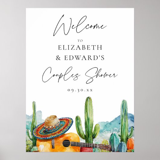 Aquarelle Fiesta Couples Affiche de bienvenue douc (Devant)