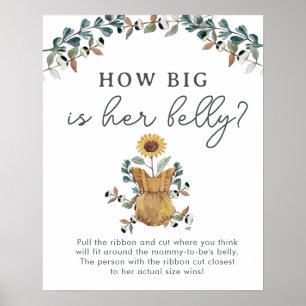 Aquarelle fille Baby shower ventre Poster du jeu