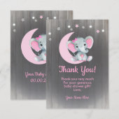 Aquarelle fille éléphant Carte de remerciements ro (Devant / Derrière)