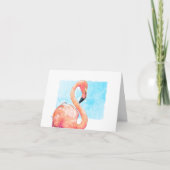 Aquarelle Flamant rose rose blanc salutation (Devant)