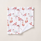 Aquarelle Flamant rose rose tropicale (Gant de toilette)