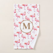 Aquarelle Flamant rose rose tropicale | Initiale p (Serviette à main)