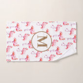 Aquarelle Flamant rose rose tropicale | Initiale p (Serviette à main)