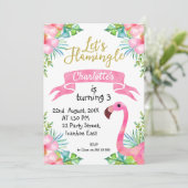 Aquarelle Flamingle Anniversaire Invitation (Debout devant)