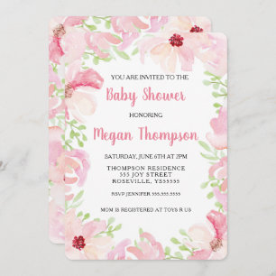 Aquarelle Fleur Baby shower Invitation Anémone