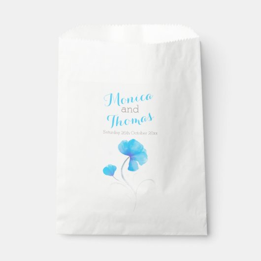 aquarelle fleur bleu gris gris sacs de faveur mari (Devant)