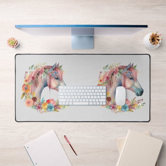 Aquarelle Fleur Boho Horse Pastel (Bureau 1)