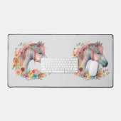 Aquarelle Fleur Boho Horse Pastel (Clavier et souris)