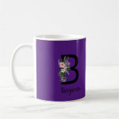 Aquarelle fleur initiale tasse de café pourpre (Gauche)