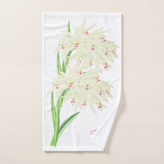 Aquarelle Fleur Orchidée Blanche Personnalisée (Serviette à main)