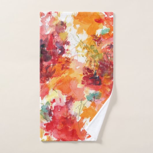 Aquarelle Fleur Peinture Rouge Orange Floral Autom (Serviette à main)