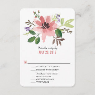 Aquarelle Fleur rose   Mariage RSVP
