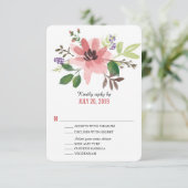 Aquarelle Fleur rose | Mariage RSVP (Debout devant)