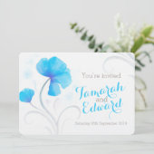 Aquarelle fleur sauvage bleu gris invitation de ma (Debout devant)