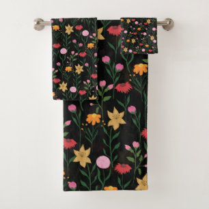 Aquarelle Fleur sauvage colorée Design noir