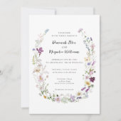 Aquarelle fleur sauvage élégante invitation de mar (Devant)