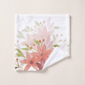 Aquarelle fleur sauvage en Blush, Bourgogne, Vert (Gant de toilette)