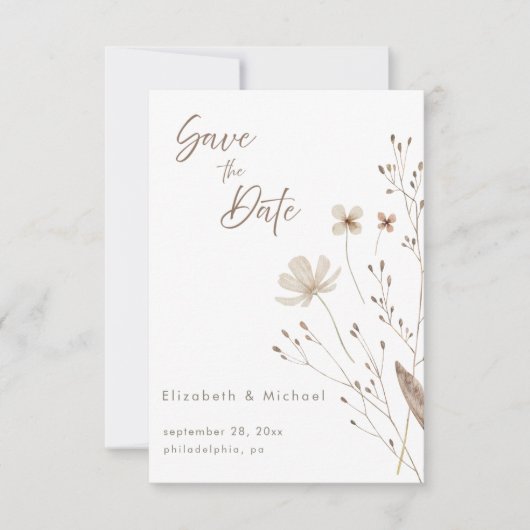 Aquarelle fleur sauvage | Enregistrer La Carte Dat (Devant)