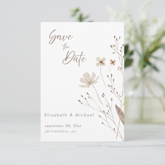 Aquarelle fleur sauvage | Enregistrer La Carte Dat (Debout devant)