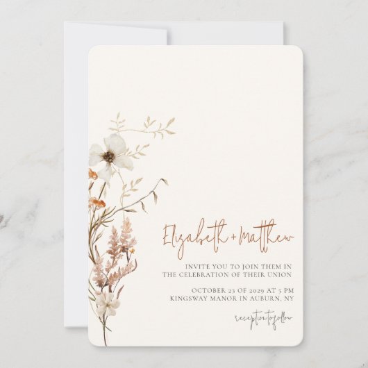 Aquarelle fleur sauvage Faire-part de mariage mini (Devant)