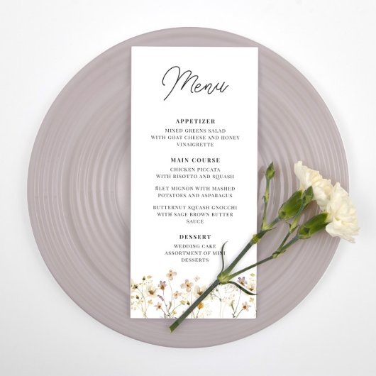 Aquarelle Fleur sauvage mariage accueil menu