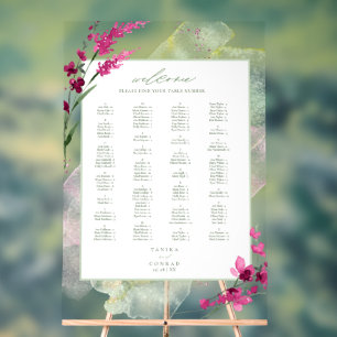 Aquarelle fleur sauvage Mariage Bienvenue Fchsia I