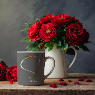 Aquarelle fleur sauvage monogramme gris tasse de c