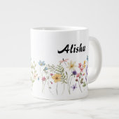 Aquarelle fleur sauvage Mug de café personnalisé (Devant droit)