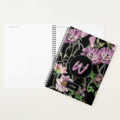 Aquarelle Fleur sauvage noir violet monogramme (Devant avec enveloppe)
