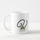 Aquarelle fleur sauvage script café noir tasse (Gauche)