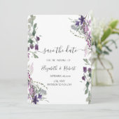 Aquarelle Fleur Sauvage Violette Faire-Part de Rem (Debout devant)