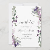 Aquarelle Fleur Sauvage Violette Faire-Part de Rem (Devant)