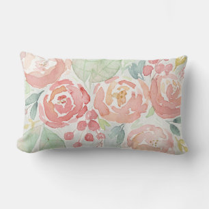 Aquarelle Fleur Style chalet Lumbar Coussin