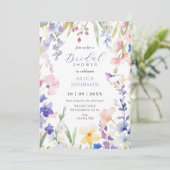 Aquarelle fleurie douche nuptiale Invitation (Debout devant)
