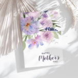 aquarelle fleurie joyeuse carte mère<br><div class="desc">Un design floral aquarelle avec fleurs violettes lavande et script. Le texte et les couleurs peuvent être personnalisés.</div>