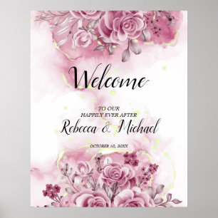 aquarelle fleurie Mariage Accueil Poster