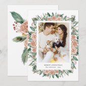 aquarelle fleurie merveille Noël carte photo (Devant / Derrière)
