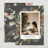 aquarelle fleurie merveille Noël carte photo (Devant / Derrière)