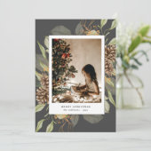 aquarelle fleurie merveille Noël carte photo (Debout devant)