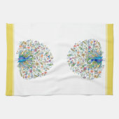 Aquarelle fleurie paon serviette de cuisine (Horizontal)