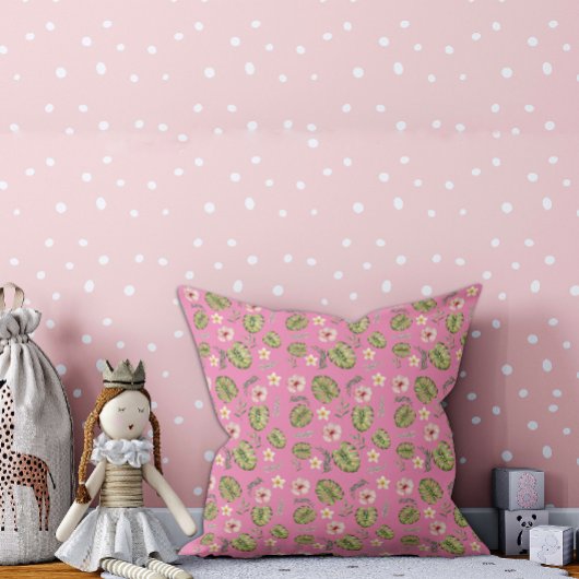 Aquarelle fleurie rose enfant lancer oreiller