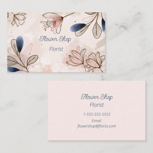Aquarelle Fleuriste Carte de visite (Devant / Derrière)