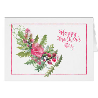 Aquarelle fleurit et bourre la carte de fête des m