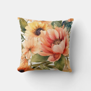 Aquarelle fleurit : Floral Design Coussin