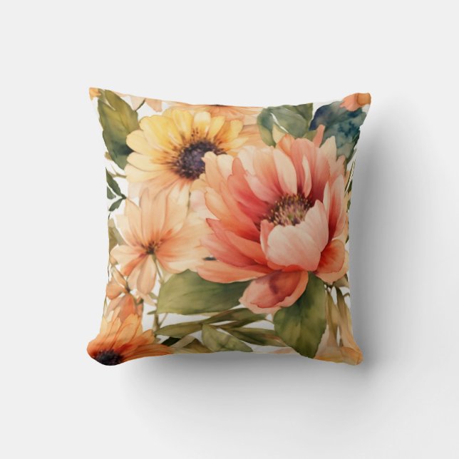Aquarelle fleurit : Floral Design Coussin (Recto)