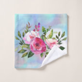Aquarelle Fleurs bleu rose Serviette (Gant de toilette)