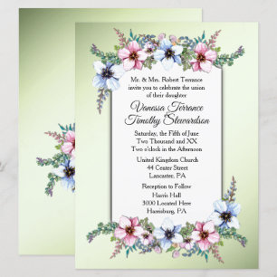 Aquarelle Fleurs brillantes Faire-part de mariage