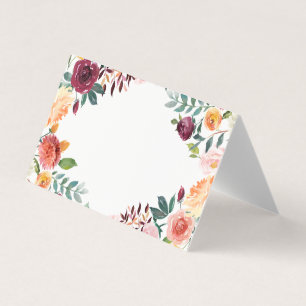 Aquarelle Fleurs d'automne Cadre Floral Carte Plac