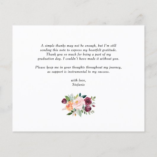 Aquarelle Fleurs d'automne Carte de remerciements (Dos)